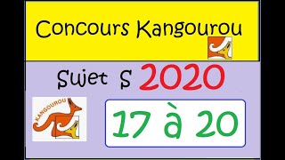 Concours Kangourou 2020 sujet S questions 17 a 20 [upl. by Nilak]