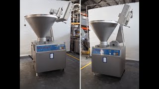 123913 Hoegger Alpina vacuum filling machine with lifter for 200 liter meat bins [upl. by Sidky485]