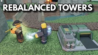 REBALANCED TOWERS  ROBLOX Tower Defense Simulator [upl. by Carolyn384]