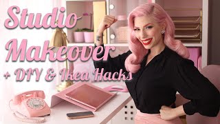 Pink Studio Makeover  adding office amp storage space full studio tour and lots of Ikea hacks [upl. by Evatsug311]