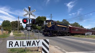 Johnstone Street Level Crossing Castlemaine Victoria Victorian Goldfields Railway [upl. by Eibbor507]