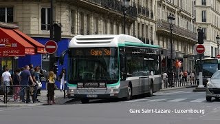 Paris Bus RATP MAN Lions City Hybrid on Rt21 from Gare SaintLazare to Luxembourg [upl. by Ativahs]