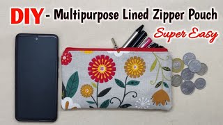 Ladies Purse Making  Fast and Easy  How to make multipurpose zipper pouch at home  DIY Bag making [upl. by Gessner711]