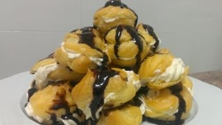 Cómo hacer profiteroles con chocolate  MUY FACIL [upl. by Jairia]