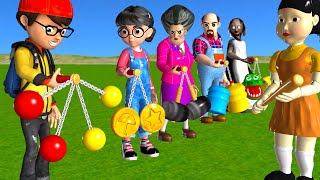 Scary Teacher 3D vs Squid Game Clackers Level Max 5 Times Challenge Miss T vs Nick and Tani Winning [upl. by Eenaej89]