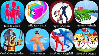 Join amp Clash Jelly Run 2048Agent ActionHuman VehicleCraft CommanderBlob runnerStickman Ragdoll [upl. by Ecirb]