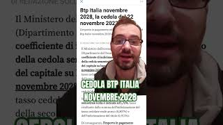 BTP ITALIA 2028  CEDOLA 22 novembre [upl. by Meredi466]