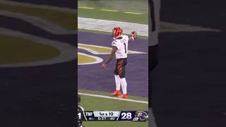 JAMARR CHASE SCORES TD amp TAUNTS RAVENS shorts nfl jamarrchase bengals football short football [upl. by Eniroc889]