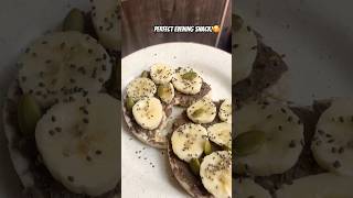 Peanut butter with banana amp seeds on a rice cake✨ healthysnacks ricecake peanutbutter easy yum [upl. by Amble]