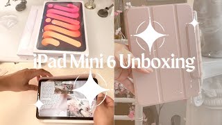 iPad Mini 6  Accessories Unboxing Pink 64 GB [upl. by Jacquette]