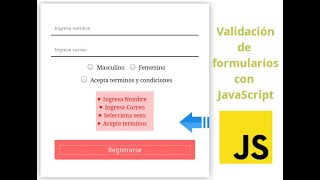 Validar formularios con JavaScript y diseñándolo con HTML y CSS [upl. by Manny593]