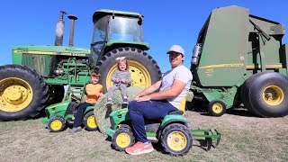 Playing with kids tractors and real tractors on the farm compilation  Tractors for kids [upl. by Dee Dee]