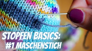 Stopftechniken 1 Maschenstich  Schritt für Schritt  Duplicate Stitch  step by step [upl. by Bartlett606]