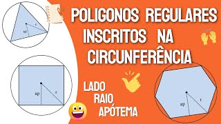 Aula 13  Polígonos regulares inscritos na Circunferência relações entre lado raio e apótema [upl. by Langston648]