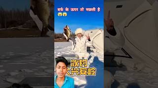 theres a fish on the ice 😱😱 shorts fishing icefishing ytshorts facts trending viralvideo [upl. by Sucramed114]