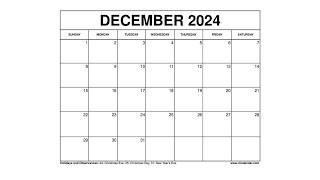 December 2024 Calendar Printable Templates with Holidays  VL Calendar [upl. by Thant624]