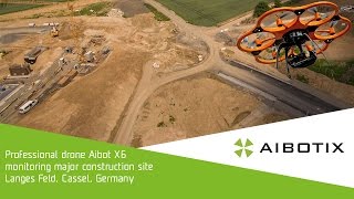 Professional drone Aibot X6 monitoring major construction site Langes Feld Cassel Germany [upl. by Certie568]