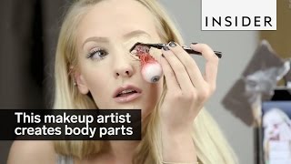 This special effects makeup artist creates body parts [upl. by Rehptsirhc]