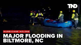 VIDEO Crews make rescues as flooding sweeps through Biltmore North Carolina [upl. by Adnilreh]