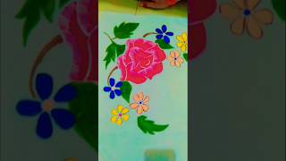 Bed sheet painting design  clothes painting flowerpainting bedsheetpainting design shorts yt [upl. by Nayrbo]