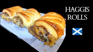 Scottish Haggis Neeps and Tattie Rolls  Haggis Sausage Roll Recipe [upl. by Nyliac213]