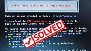 how to fix error bioslegacy boot of uefionly media in hindi [upl. by Aillil]