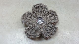 Easy Crochet Flower  5 Petal Flower Tutorial [upl. by Wendelina]