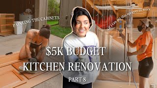 5K BUDGET KITCHEN RENOVATION DIY painting our cabinets Part 8  Anastasia Creative [upl. by Nnayllehs]