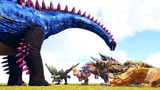 CRYSTAL TITANOSAUR vs TEAM MONSTER 2023  ARK Dino Battle 🦎 [upl. by Refenej]