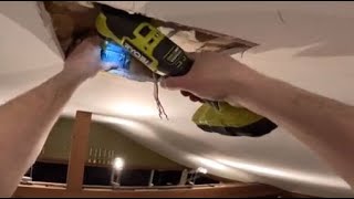 Replacing the Ceiling Fan Electrical Box in the Living Room [upl. by Xilef]