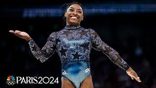 Simone Biles SHOWS OUT in spite of calf pain during gymnastics qualification  Paris Olympics [upl. by Ariada]