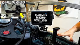 Garmin Echomap INSTALL w No Drill Transducer Mount Stern Saver [upl. by Pirbhai]