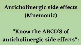 Anticholinergic side effects Mnemonic [upl. by Fernando]