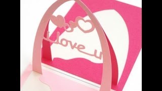 How to Make a Valentines Day Pop Up Card  I Love U amp Spiral Hearts Combination [upl. by Rustin]