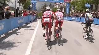 Fausto Masnada Relegated After Push Over KOM On Giro dItalia Stage 9 [upl. by Dedric]