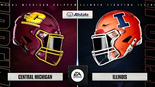 Central Michigan Chippewas  Illinois Fighting Illini  Full Game Simulation  College Football 25 [upl. by Bohon]