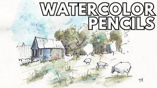 Watercolor Pencil Tutorial  Step by Step in Real Time for Beginners [upl. by Elatnahs]