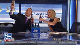 Hilarious News Laura Ingrams guest a Fox News Contributor falls off chair while taking selfie [upl. by Nalat]