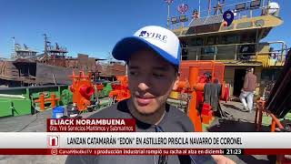 Lanzan catamarán quotEdonquot en astillero Priscila Navarro de Coronel [upl. by Martinson]