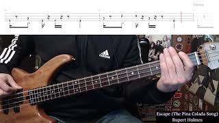 Escape The Pina Colada Song by Rupert Holmes  Bass Cover with Tabs PlayAlong [upl. by Aihc723]