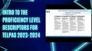 Reading the Intro to the Proficiency Level Descriptors for TELPAS 20232024 [upl. by Syman]