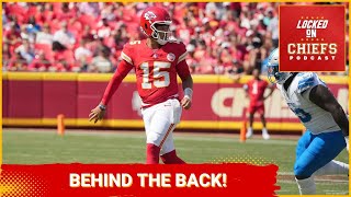 Chiefs Mahomes Completes Behind the Back Pass Drop Game 2423 LIVE [upl. by Nosa]