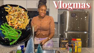 Vlogmas Cook with me Parmesan Crusted Shrimp over Penne pasta with sautéed green beans 🤯😋 [upl. by Jovitta]