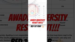 AWADH UNIVERSITY RESULT OUT BED 1ST YEAR [upl. by Enilorak]