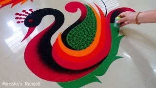 Beautiful Peacock Rangoli Design [upl. by Supat772]