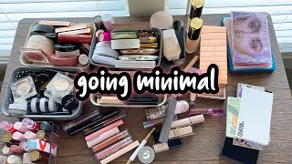 decluttering my ENTIRE makeup collection to go minimal [upl. by Sawyere]