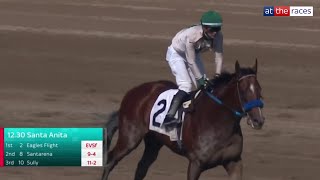 Some debut from Flightlines halfbrother EAGLES FLIGHT at Santa Anita [upl. by Namrac566]