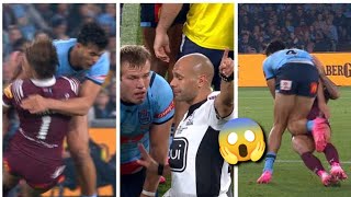 State of Origin Joseph Suaalii sent off for BRUTAL TACKLE on Reece Walsh  Girhore News [upl. by Anneiv]