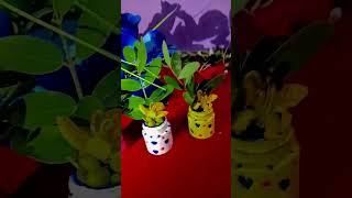 Small flowerpot decorationflowers flowerpotdesign homedecorideascraftideas shortvideoeasycraft [upl. by Annodahs]