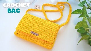 DIY Crochet Mini Sling Bag  Crochet Crossbody Bag with Moss Stitch  ViVi Berry Crochet [upl. by Breen]